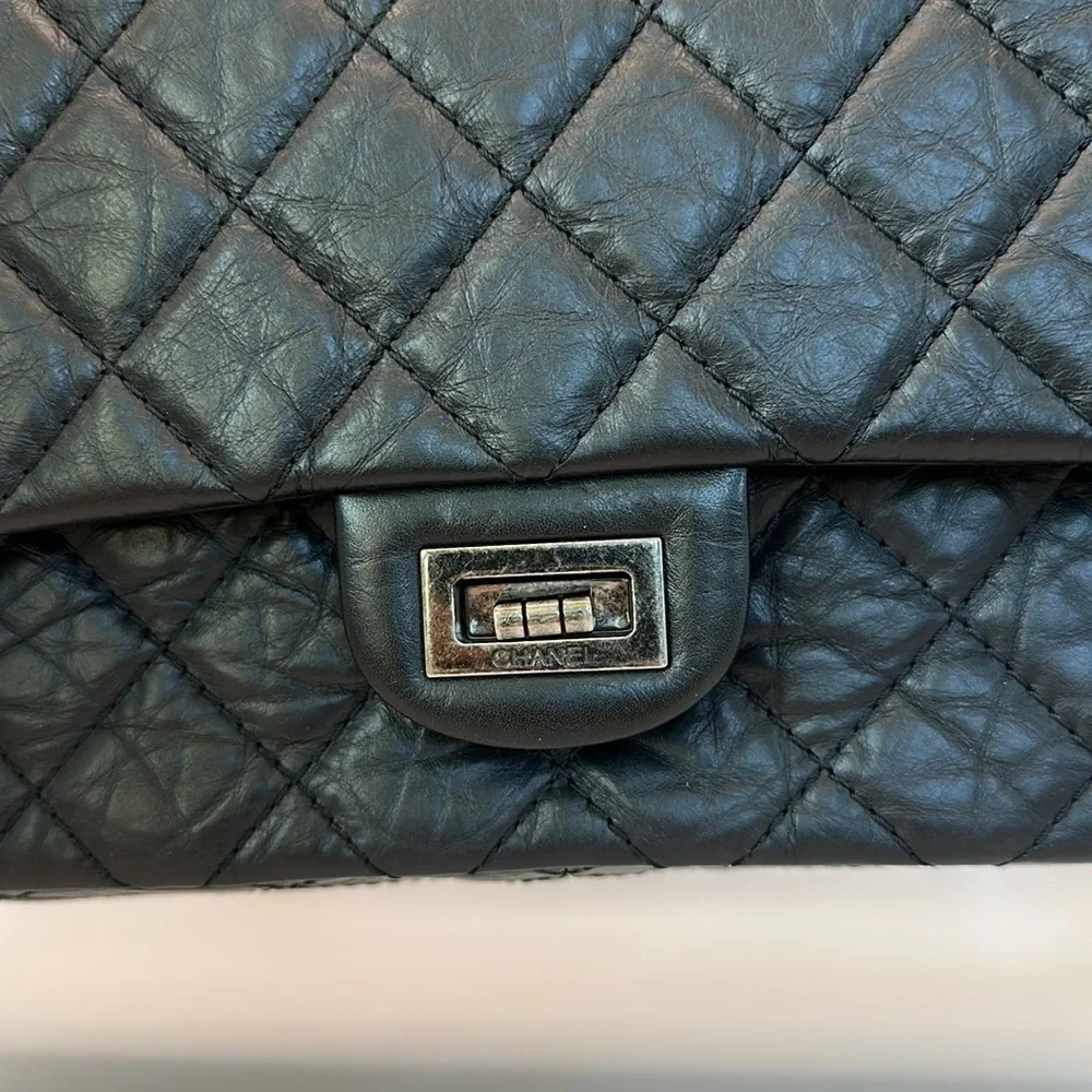 Chanel 2.55 Reissue 227 – Black Aged Calfskin, Ruthenium Hardware – Double Flap